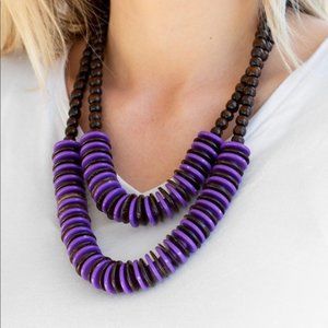 Dominican Disco - Purple Wooden Necklace
